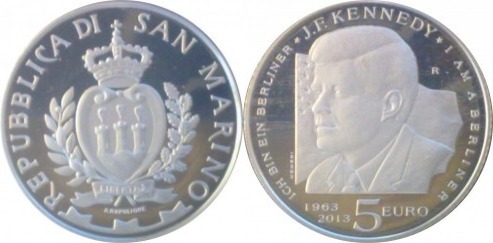 5 euro (50th Anniversary of the Death of John Fitzgerald Kennedy)