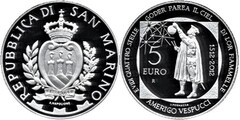 5 euro (500 Aniversario de la Muerte de Américo Vespucio)
