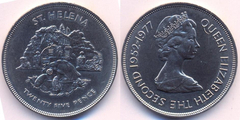 25 pence (Bodas de Plata de Elizabeth II)