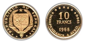 10 francs (8º Aniversario de la Independencia)