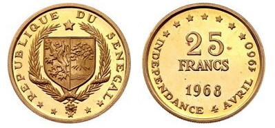 25 francs (8º Aniversario de la Independencia)