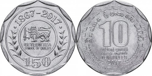 10 rupees (150th Anniversary of Ceylon Tea)