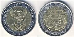 5 rand (90 Aniversario del Banco de Sudáfrica - iNingizimu Afrika - iSewula Afrika)