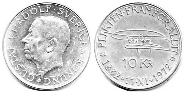 10 kronor (90th Anniversary of the Birth of Gustav VI Adolf)