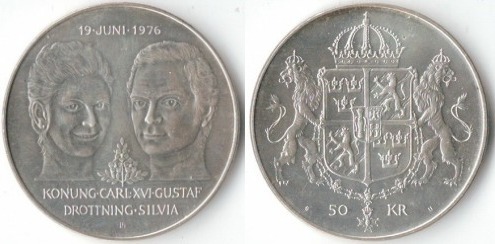 50 kronor (Wedding of King Carl XVI Gustaf and Queen Silvia)