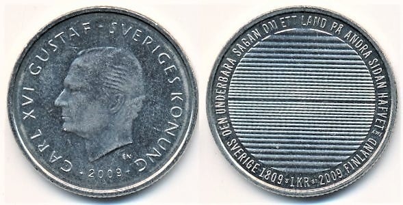 1 krona (200th Anniversary of the Russian-Swedish War - Separation of Finland)