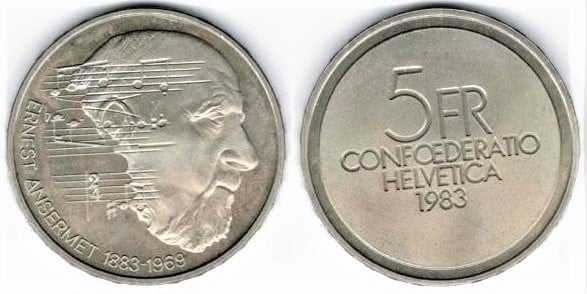 5 francs (100th Anniversary of the Birth of Ernest Ansermet)