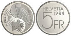 5 francs (100 Años del Nacimiento de Auguste Piccard)