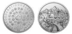 20 francs (Swiss Cross surrounded by the flags of the 26 cantons)