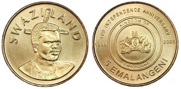 5 emalangeni (40th Anniversary of Independence)