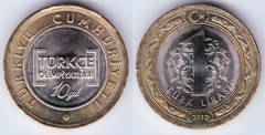 1 lira (10 years Turkish language Olympic Games)