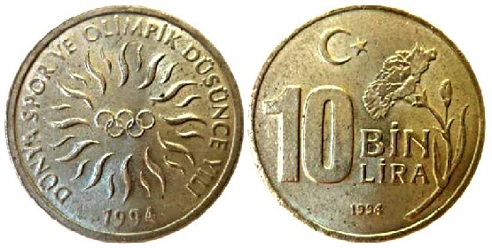 10 bin lira (XVII Olympic Games-Lillehammer 1994)