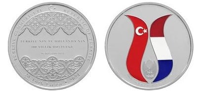 20 lira (Centenary of the Treaty of Friendship between the Netherlands and Turkey)