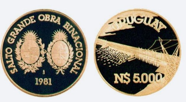 5.000 nuevos pesos (Salto Grande Dam)