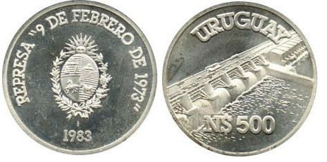 500 nuevos pesos (Dam February 9, 1973)