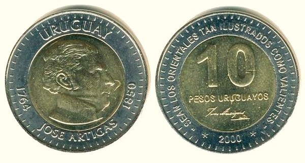 10 pesos (150th Anniversary of José Artigas' Death)