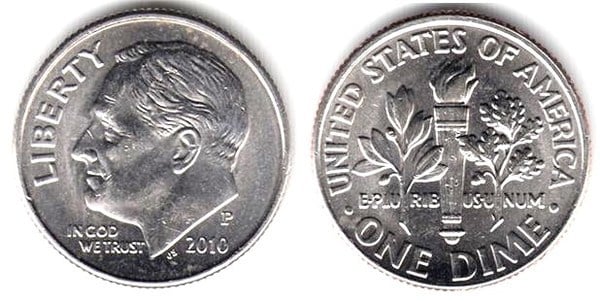 1 dime (10 cents) (Roosevelt Dime)