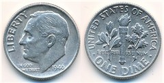 1 dime (10 cents) (Roosevelt Silver Dime)