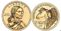 1 dollar (Sacagawea Dollar - Native American Dollar - Horse Reverse)