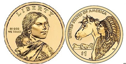 Coin 1 dollar Sacagawea Dollar Native American Dollar Horse