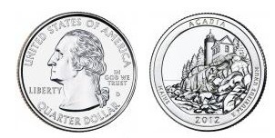 1/4 dollar (America The Beautiful - Acadia National Park, Maine)