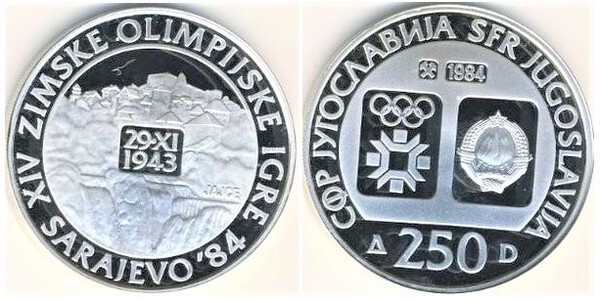 250 dinara (XIV Olympic Winter Games - Sarajevo 1984)