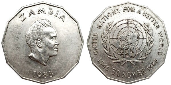 50 ngwee (40th Anniversary of the UN)