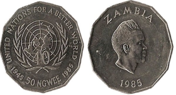 50 ngwee (40th Anniversary of the UN)