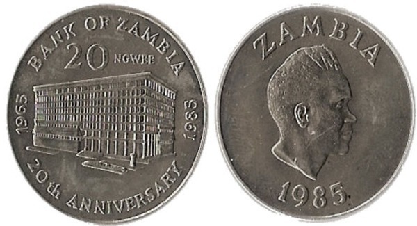 20 ngwee (20th Anniversary of the Bank of Zambia)